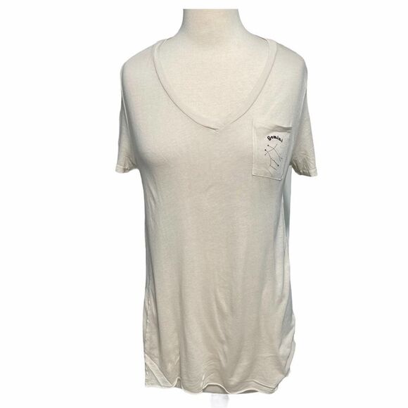 Michelle By Comune Zodiac Gemini Short Sleeve T-Shirt Tee Shirt Clay‎ Cream XS - Picture 5 of 11